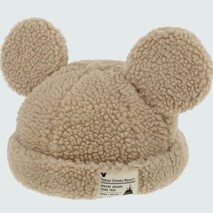 Japan Tokyo Disney Resort Ears Mickey limited Fluffy Winter Cap Hat Brown